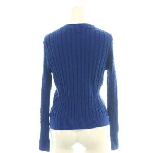 BURBERRY BLUE LABEL ケーブルニットクルーネックカーディガン 38 ロイヤルブルー /ES OS