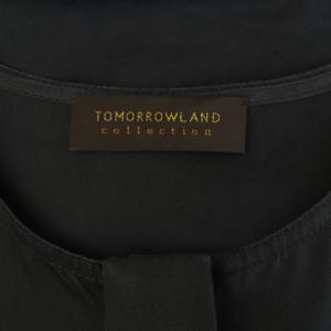 TOMORROWLAND collection コットンギャバジン クルーネックブラウス 半袖 ベルト付 36 ネイビー /MY OS