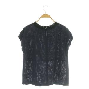 BALLSEY 24SS ポリエステルレーヨンカラミ フレンチスリーブブラウス 36 ネイビー /DF OS