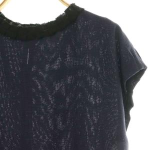 BALLSEY 24SS ポリエステルレーヨンカラミ フレンチスリーブブラウス 36 ネイビー /DF OS