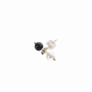 Hirotaka K10 YG 0.03ct HONEY ANT ダイヤモンド アコヤパール オニキス ピアス 片耳用