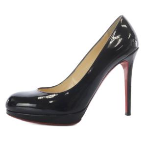 Christian Louboutin パンプス ピンヒール エナメルレザー 37.5 ブラック /YO38