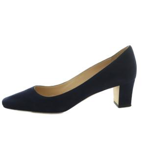 MANOLO BLAHNIK パンプス スクエアトゥ チャンキーヒール スエード 38 25.0cm 濃紺 /MI OS