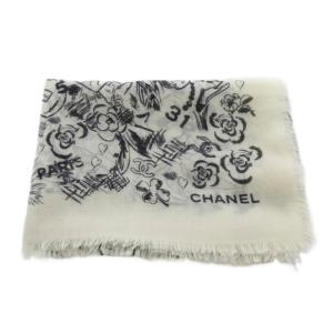 CHANEL 22A ストール 大判 ココマーク カメリア カシミヤ アイボリー