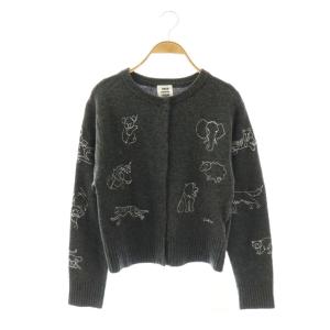 タグ付き 24AW 動物占いRアニマル刺繍カーディガン ニット セーター F ダークグレー /SS OS