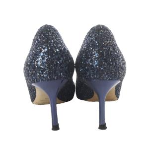 JIMMY CHOO パンプス ピンヒール グリッター 38 ネイビー /YO17