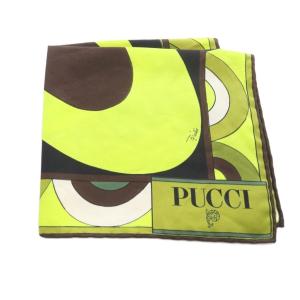 Emilio Pucci プッチ柄 シルク ミニスカーフ 黄色 イエロー /SR