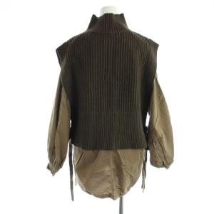 BEAUTY&YOUTH UNITED ARROWS ニット&ブラウス スカシ レイヤード チュニック ウール 茶 ブラウン ハイネック 長袖 リブ編み /AB