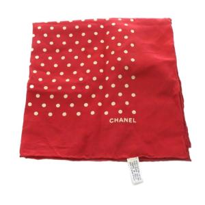 CHANEL ココマーク ドット シルクスカーフ 赤 レッド /SR OH