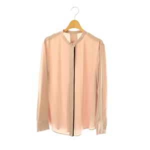 24SS BackSatinAmunzen バンドカラーブラウス 長袖 L ピンク /HK OS