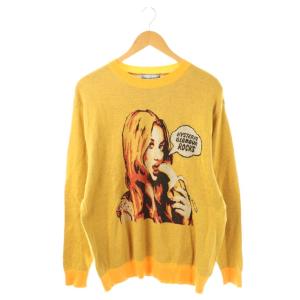 24AW BANANAジャカードセーター ニット 長袖 クルーネック ロゴ イラスト XL 黄色 イエロー