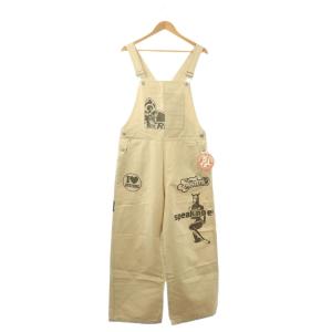24SS SPEAK NO EVIL オーバーオール ワイドパンツ ロゴ イラスト プリント 麻 リネン
