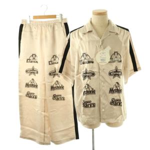 24SS HYS LOGO LINE オープンカラーシャツ パンツ セットアップ サテン M F シャンパンベージュ