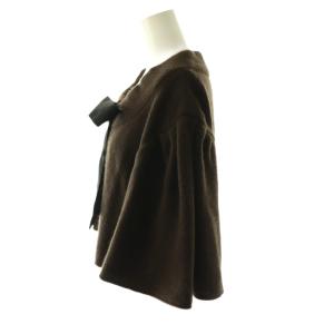 FOXEY BOUTIQUE シルクリボン ショートカシミヤニットカーディガン 七分袖 F ブラウン /HK OS
