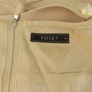 FOXEY フレンチシック ベルト付き ノースリーブ ワンピース 40 ベージュ 31130
