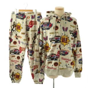 25SS LOVE MAKER柄 パーカー パンツ セットアップ L グレー マルチカラー