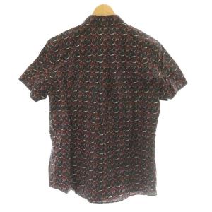 PAUL SMITH 半袖シャツ 薔薇柄 36 紺 ネイビー 赤 レッド /SS OS