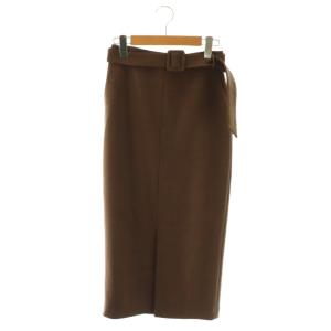 レリタージュ  l'heritage 24AW ダブルクロスペンシルスカート タイト ベルト付き 1 ブラウン