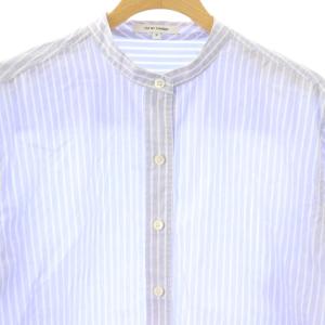 23区 マイスタンダード MY STANDARD CANCLINI バンドカラー シャツ ストライプ 38 ブルー