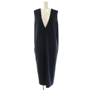 SETTLE LT V NECK DR ワンピース ロング ノースリーブ S ネイビー /HK OS