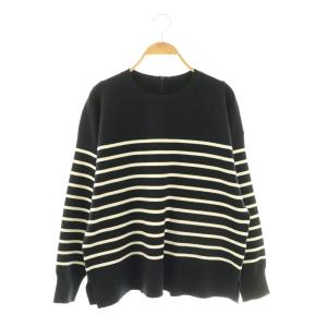 24AW ヴィスコースストレッチ ミラノリブ ニット プルオーバー 44 ブラック ホワイト /DF OS