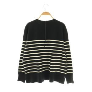 23区 24AW ヴィスコースストレッチ ミラノリブ ニット プルオーバー 44 ブラック ホワイト /DF OS