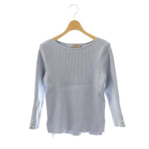 24AW 袖ボタン リブニット カットソー 七分袖 2 ブルー /HK OS