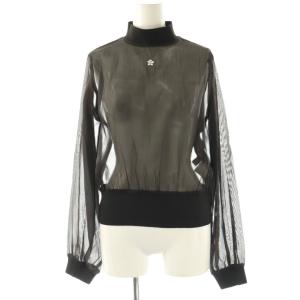 24SS シアーブラウス リブ切替 M ブラック /ES OS