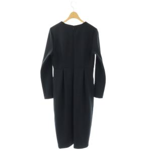 UNITED ARROWS SPONGY パールモチーフワンピース 長袖 ロング 38 ネイビー /DO OS