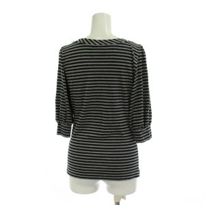 BURBERRY BLUE LABEL カットソー Tシャツ 38 黒 ブラック 灰色 グレー ボーダー柄 ラウンドネック 七分袖 /AG OS