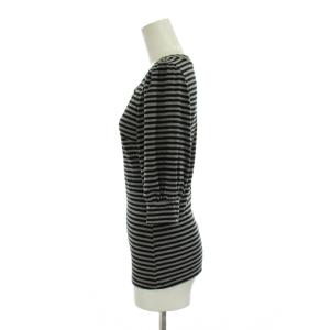 BURBERRY BLUE LABEL カットソー Tシャツ 38 黒 ブラック 灰色 グレー ボーダー柄 ラウンドネック 七分袖 /AG OS
