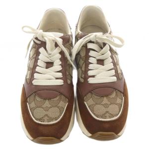 COACH シグネチャー テックランナー スニーカー 8B 茶色 ブラウン G5057 /SR