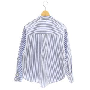Nolley's 24SS 愛され ベーシックシャツ ストライプ 長袖 36 ブルー ホワイト /HK OS