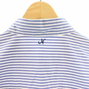 Nolley's 24SS 愛され ベーシックシャツ ストライプ 長袖 36 ブルー ホワイト /HK OS