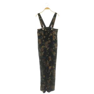 24AW FLOWER PRINT VELOUR PANTS ベロアパンツ ストラップ S ブラック /MY