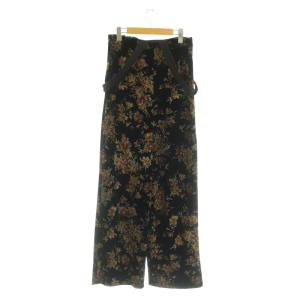 Ameri VINTAGE 24AW FLOWER PRINT VELOUR PANTS ベロアパンツ ストラップ S ブラック /MY