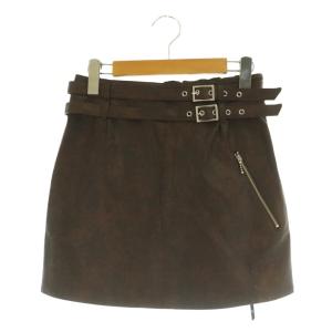 25AW SYNTHETIC LEATHER MINI SKIRT フェイクレザースカート ミニ M ブラウン