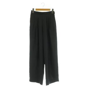 25SS RELAX SILKY STRIGHT PANTS ワイドパンツ タック サテン S ブラック