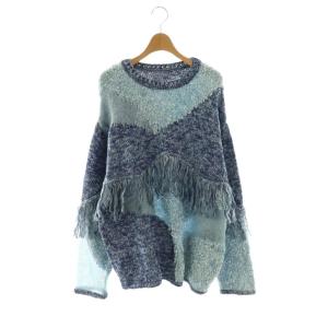 25AW DOCKING PATTERN FRINGE KNIT ニット セーター 長袖 フリンジ F
