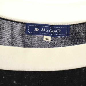 M'S GRACY リボンカットソー ニット プルオーバー 40 ブラック ホワイト /DF OS