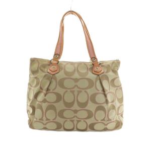 COACH POPPY シグネチャー トートバッグ キャンバス ベージュ ピンク F16289 /MI OS