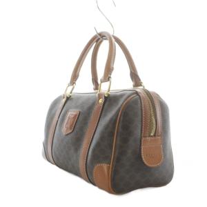 CELINE ミニボストンバッグ ハンドバッグ 茶色 ブラウン マカダム柄 ロゴエンブレム レザー切り替え MC97/2