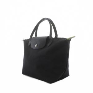 Longchamp ル・プリアージュ S トートバッグ ハンドバッグ 黒 ブラック 無地 レザーハンドル /RI OS