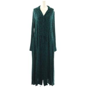 24AW 花柄 シャツワンピース ロング 長袖 F グリーン /HK OS