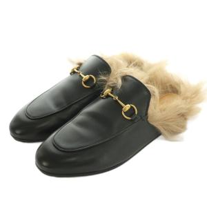 PRINCETOWN サンダル ファー ホースビット金具 38 ブラック 397749