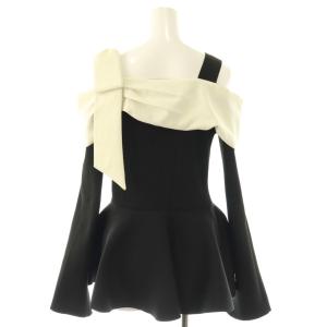 Rirandture 25AW オフショルリボンドッキングニット チュニック リブ 2 ブラック /MY OS