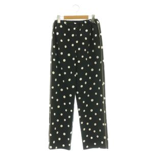 DOT PRINT PANT ドットプリントパンツ スラックス イージー ウエストゴム 36 黒 ブラック