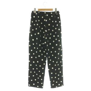 6 ROKU BEAUTY&YOUTH DOT PRINT PANT ドットプリントパンツ スラックス イージー ウエストゴム 36 黒 ブラック