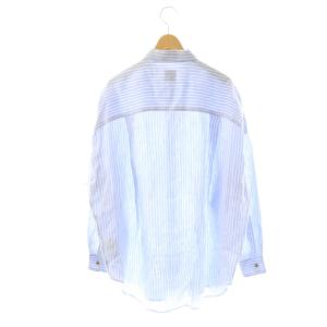 Spick&Span 25SS 80リネンカシュクール ビッグシャツ サックスブルー 白 ホワイト /SS OS SH