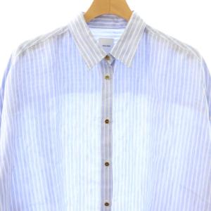 Spick&Span 25SS 80リネンカシュクール ビッグシャツ サックスブルー 白 ホワイト /SS OS SH